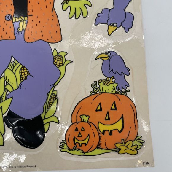 VTG Classic Clings Halloween Window Decorations Frankenstein Jack O Lantern 1989 - Picture 7 of 11